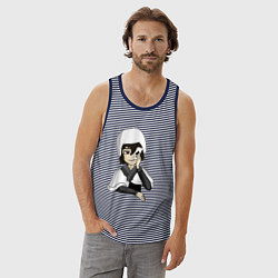 Майка мужская хлопок Достоевский с картой, цвет: синяя тельняшка — фото 2