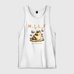 Майка мужская хлопок Man I Love Felines, цвет: белый