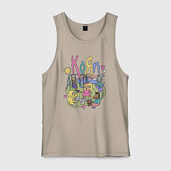 Майка мужская хлопок Мультяшный Корн, цвет: миндальный