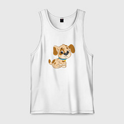 Майка мужская хлопок Милый мультяшный щенок, цвет: белый