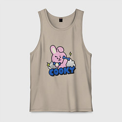 Майка мужская хлопок Cooky BT21 Jungkook, цвет: миндальный