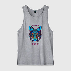 Майка мужская хлопок Голова лисы - нейронная сеть, цвет: меланж