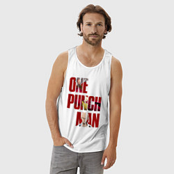 Майка мужская хлопок Ванпанчмен Сайтама, цвет: белый — фото 2