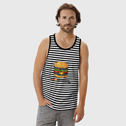 Майка мужская хлопок VAGburger tyres, цвет: черная тельняшка — фото 2