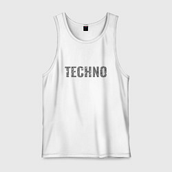 Майка мужская хлопок Techno надпись плиткой, цвет: белый