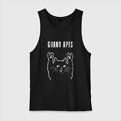 Майка мужская хлопок Guano Apes рок кот, цвет: черный
