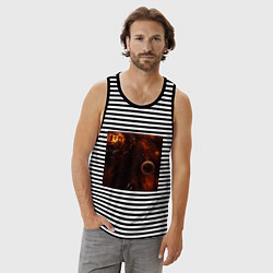 Майка мужская хлопок Космос от нейросети, цвет: черная тельняшка — фото 2