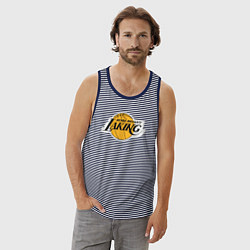 Майка мужская хлопок Kobe Bryant laking, цвет: синяя тельняшка — фото 2