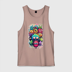 Майка мужская хлопок Веселая толпа монстриков, цвет: пыльно-розовый