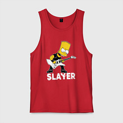 Майка мужская хлопок Slayer Барт Симпсон рокер, цвет: красный