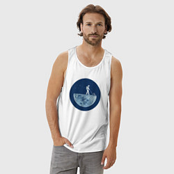 Майка мужская хлопок Космонавт с газонокосилкой, цвет: белый — фото 2