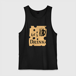 Майка мужская хлопок Lets drink, цвет: черный