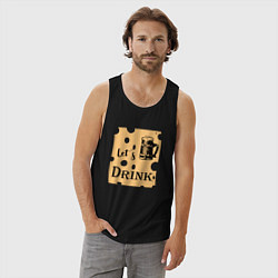 Майка мужская хлопок Lets drink, цвет: черный — фото 2
