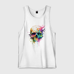 Майка мужская хлопок Череп оптимиста, цвет: белый