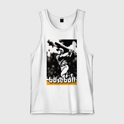 Майка мужская хлопок Игрок в бейсбол, цвет: белый