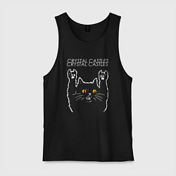 Майка мужская хлопок Crystal Castles rock cat, цвет: черный