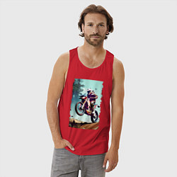 Майка мужская хлопок Мотокросс - экстрим, цвет: красный — фото 2