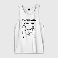 Майка мужская хлопок Thousand Foot Krutch - rock cat, цвет: белый