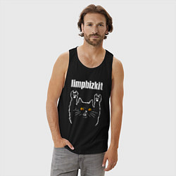 Майка мужская хлопок Limp Bizkit rock cat, цвет: черный — фото 2