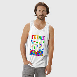 Майка мужская хлопок Фильм Тетрис логотип, цвет: белый — фото 2