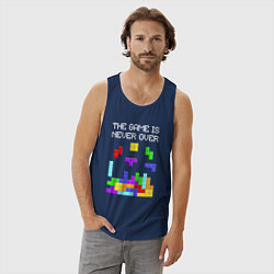 Майка мужская хлопок Tetris - the game is never over, цвет: тёмно-синий — фото 2