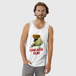 Майка мужская хлопок Chicken Gun logo, цвет: белый — фото 2