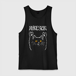 Майка мужская хлопок Maneskin rock cat, цвет: черный