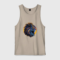 Майка мужская хлопок Африканский лев, цвет: миндальный