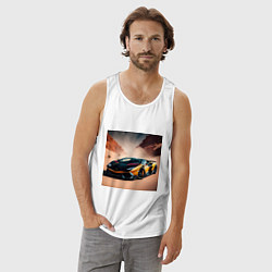 Майка мужская хлопок Lamborghini Aventador, цвет: белый — фото 2