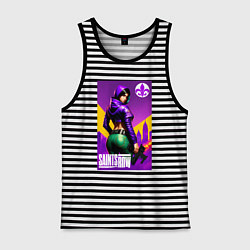 Майка мужская хлопок Saints Row - fantasy character - cool girl, цвет: черная тельняшка