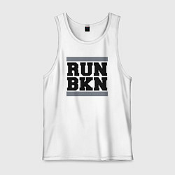 Майка мужская хлопок Run Brooklyn Nets, цвет: белый