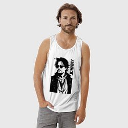 Майка мужская хлопок Johnny Depp - graphics, цвет: белый — фото 2