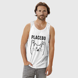 Майка мужская хлопок Placebo - rock cat, цвет: белый — фото 2