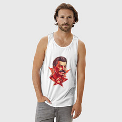 Майка мужская хлопок Граффити Сталин, цвет: белый — фото 2