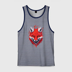 Майка мужская хлопок Лисий демон, цвет: синяя тельняшка