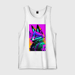 Майка мужская хлопок Cool fox - cyberpunk - neural network, цвет: белый