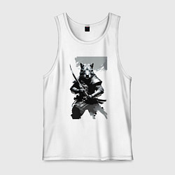 Майка мужская хлопок Capybara samurai - neural network, цвет: белый