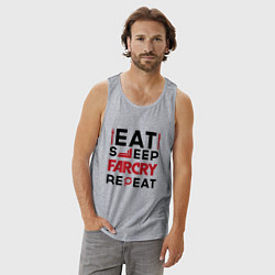 Майка мужская хлопок Надпись: eat sleep Far Cry repeat, цвет: меланж — фото 2