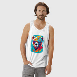 Майка мужская хлопок Pop-Art Panda, цвет: белый — фото 2