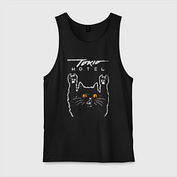 Майка мужская хлопок Tokio Hotel rock cat, цвет: черный