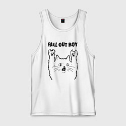 Майка мужская хлопок Fall Out Boy - rock cat, цвет: белый