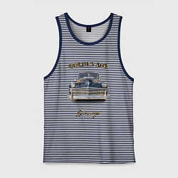 Майка мужская хлопок Классический автомобиль Chrysler New Yorker, цвет: синяя тельняшка