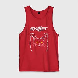 Майка мужская хлопок Skillet rock cat, цвет: красный