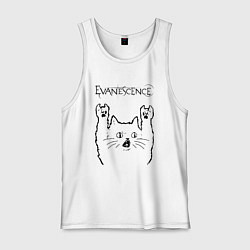 Майка мужская хлопок Evanescence - rock cat, цвет: белый