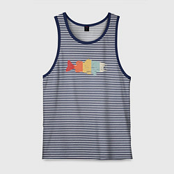 Майка мужская хлопок Color fish, цвет: синяя тельняшка