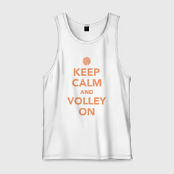 Майка мужская хлопок Keep calm and volley on, цвет: белый