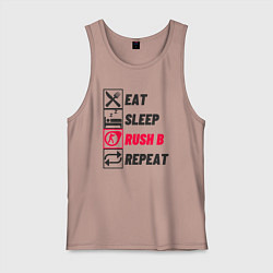 Майка мужская хлопок Eat sleep rush b repeat, цвет: пыльно-розовый