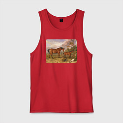 Мужская майка Две лошади и две собаки