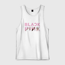 Майка мужская хлопок Blackpink logo Jisoo Lisa Jennie Rose, цвет: белый