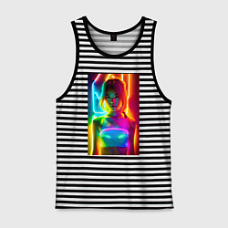 Мужская майка Japanese girl - neon glow - neural network